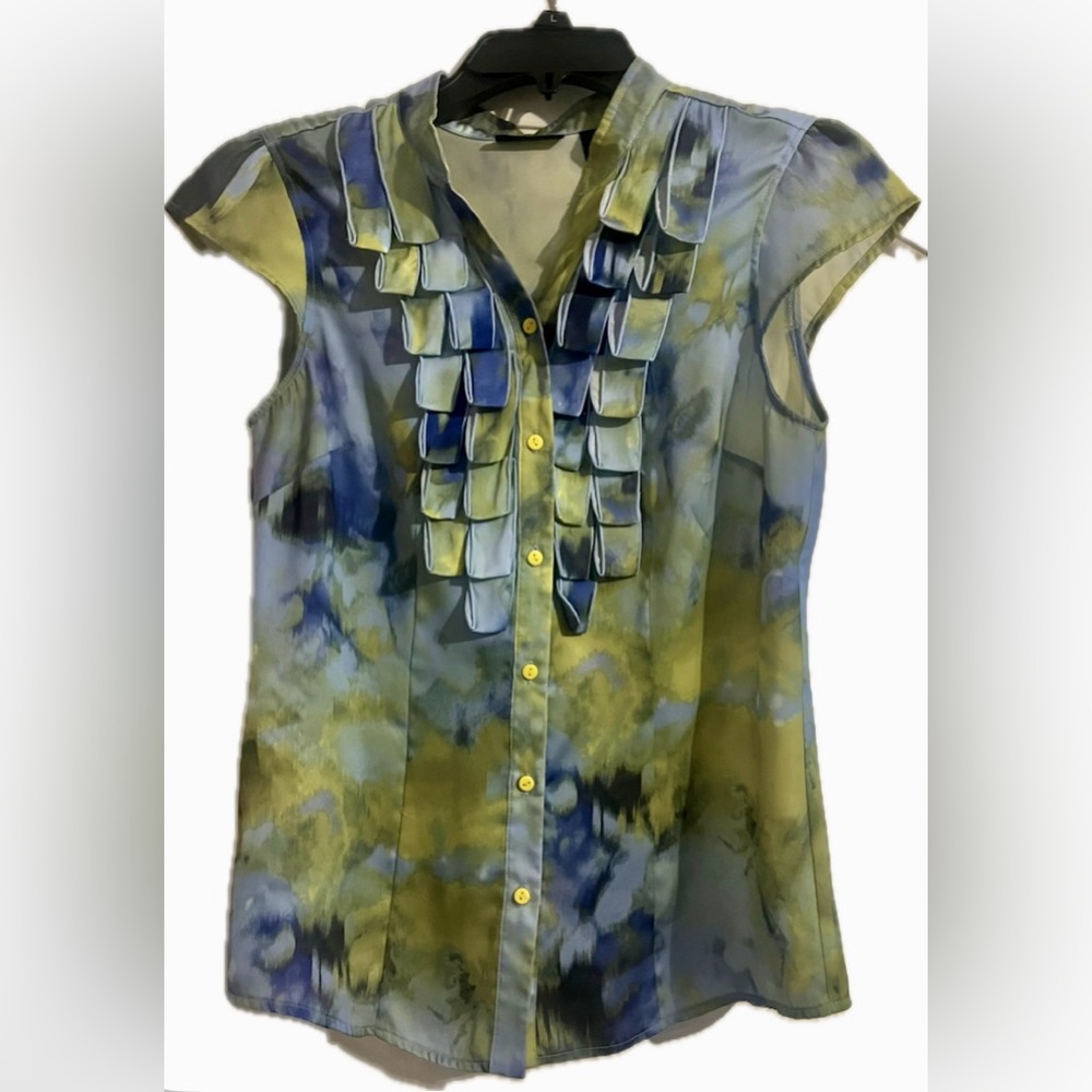 Blue and Green Women's Blouse
